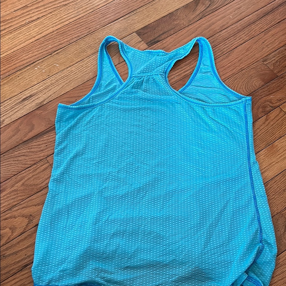 Blue Ribbed Tank Top with Racerback Design - Picture 2 of 3